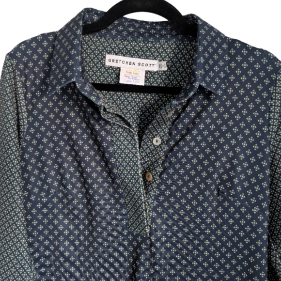 Gretchen Scott Navy Diamond Print Shift Dress Medium Designer - Picture 7 of 14